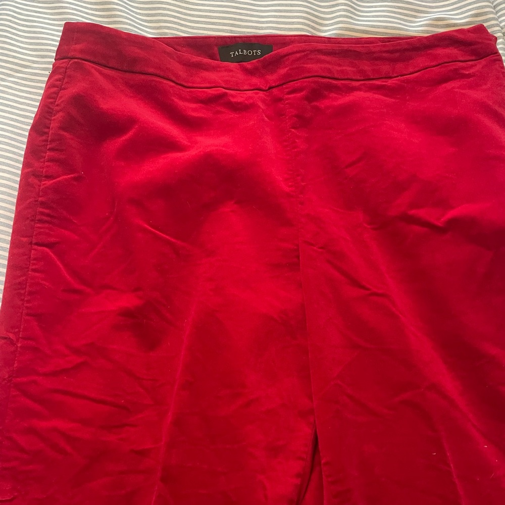 Red velvet pants. Size 10